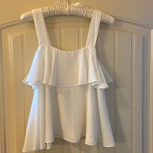 Ruffled white tank